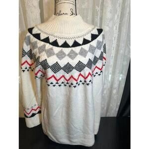 Vince Camuto Women’s 1X Winter Sweater – Fair Isle Knit Pullover